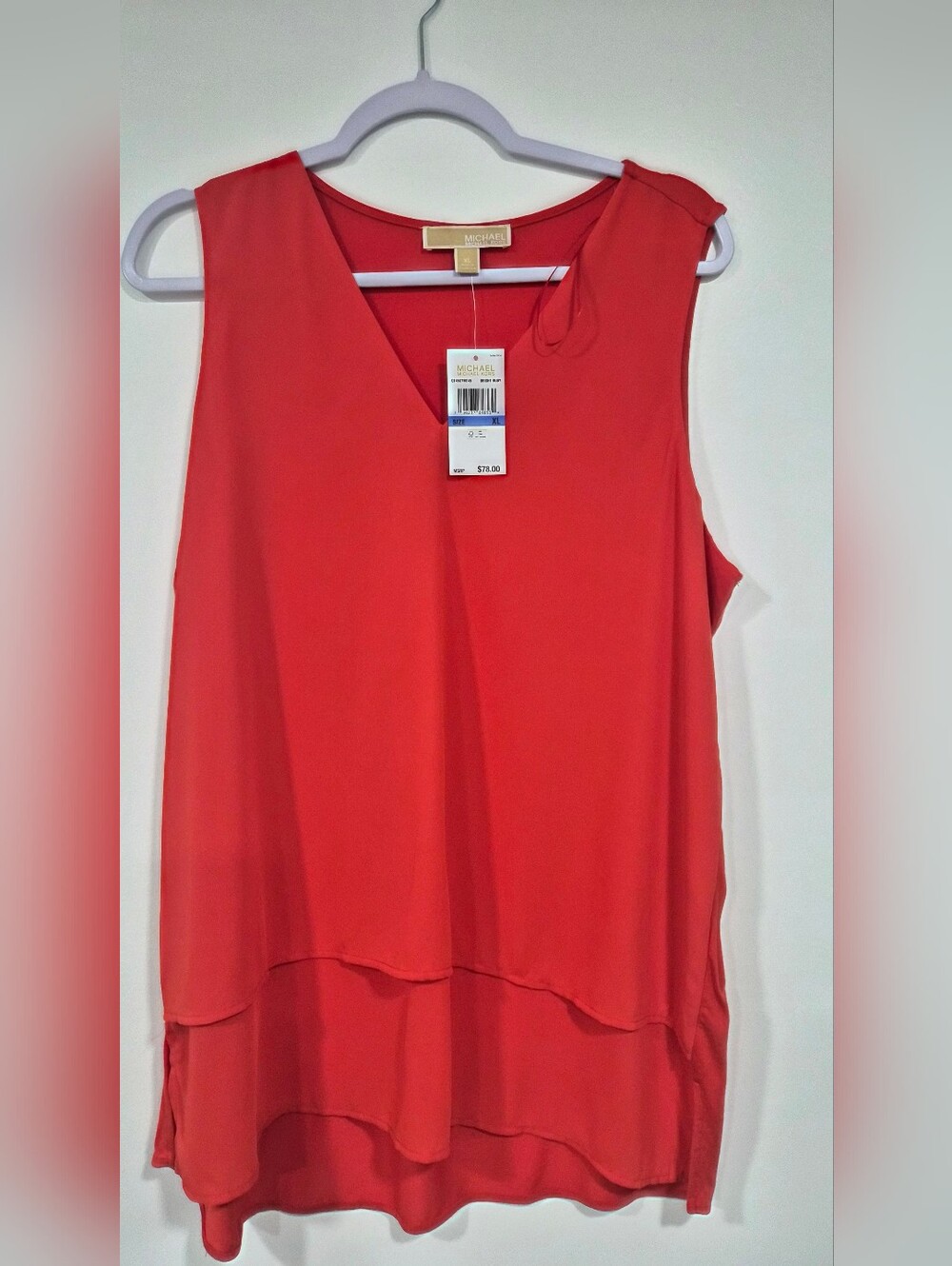 MICHAEL Michael Kors Red Sleeveless V-Neck Layered Blouse - Size XL - NWT
